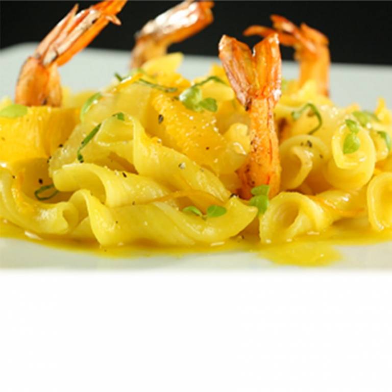 Torchetti aux crevettes et gambas à l’orange Torchetti aux crevettes et gambas à l’orange