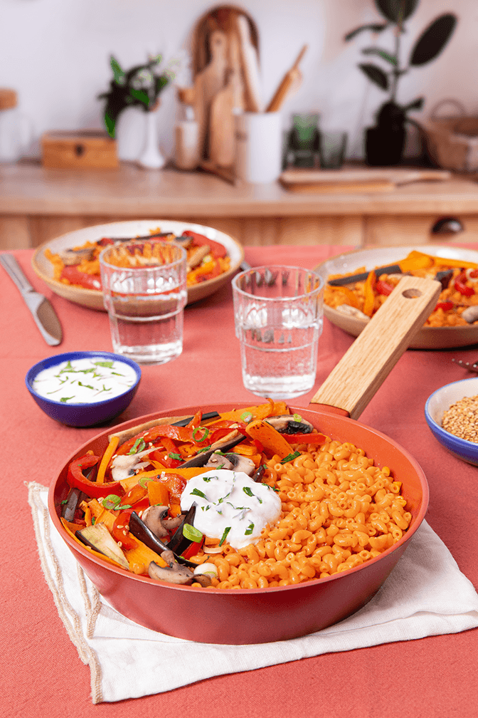 Coquillettes Spicy et légumes sautés Coquillettes Spicy et légumes sautés