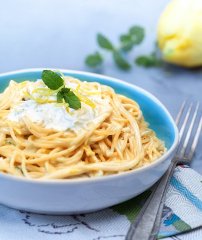 Spaghetti au citron et à la menthe