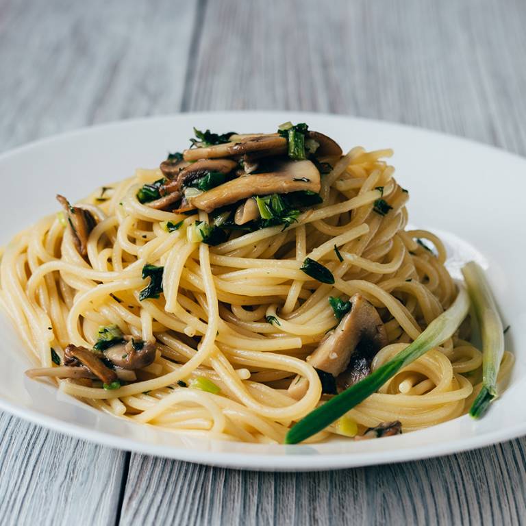 Spaghetti sauce aux cèpes et petits lardons