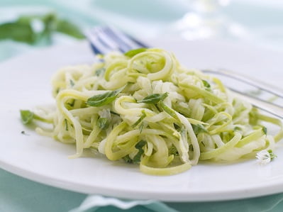 Spaghetti courgette chèvre miel