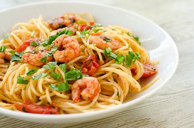 Spaghetti crevettes à la napolitaine Spaghetti crevettes à la napolitaine