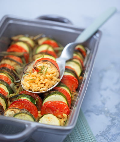 Tian de coquillettes aux petits légumes Tian de coquillettes aux petits légumes